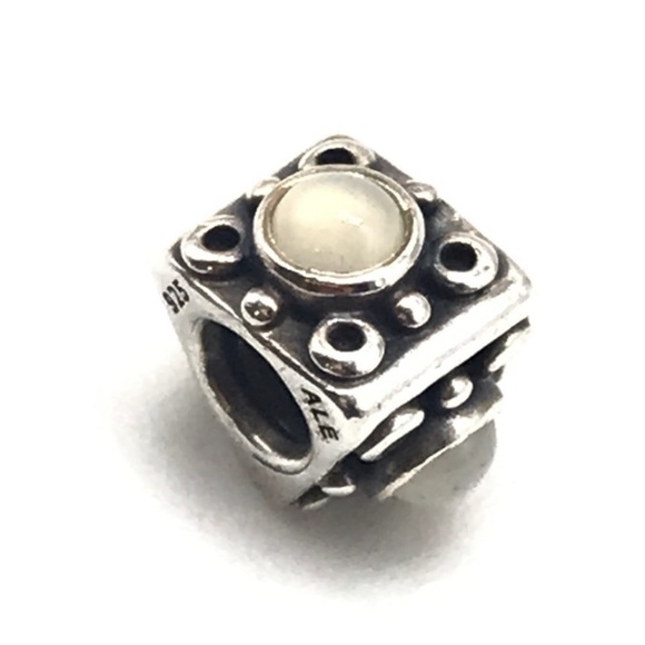 Pandora Retired Triangular Moonstone Triple 3 Sided Rare Bead Charm - Picture 3 of 6